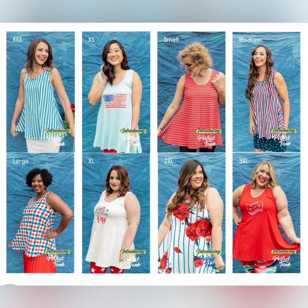 LuLaRoe S Red & White Striped Perfect T Tank Top - Picture 10 of 16